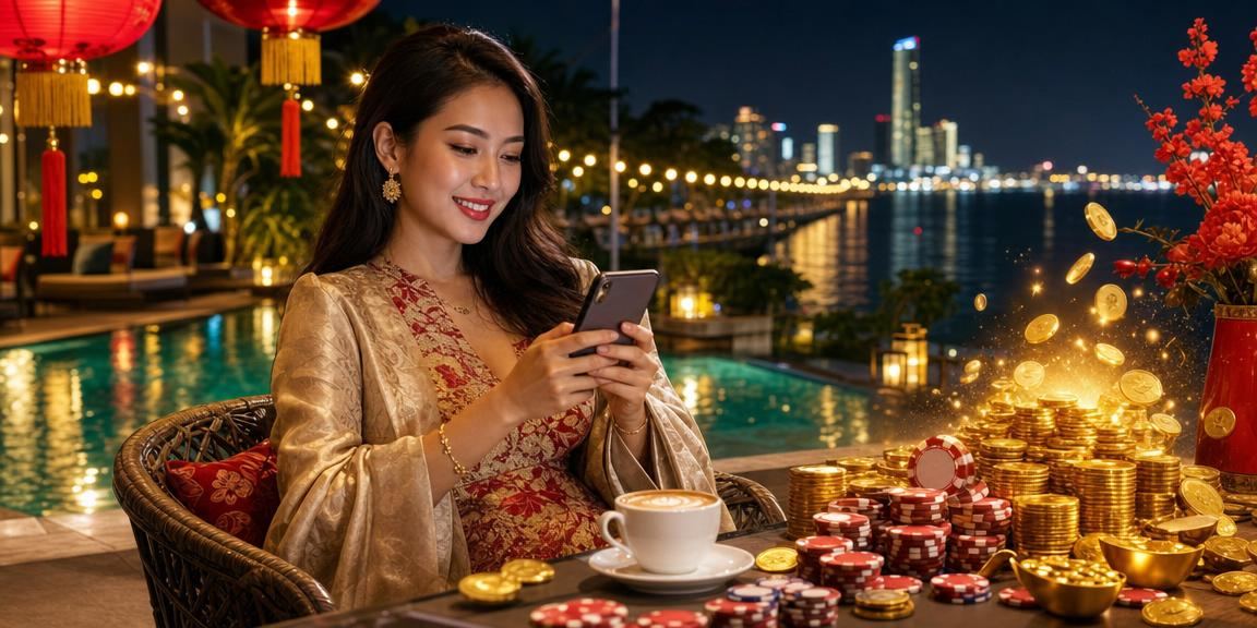Pengguna di Penang mengakses kasino dalam talian melalui telefon pintar dengan antara muka yang responsif